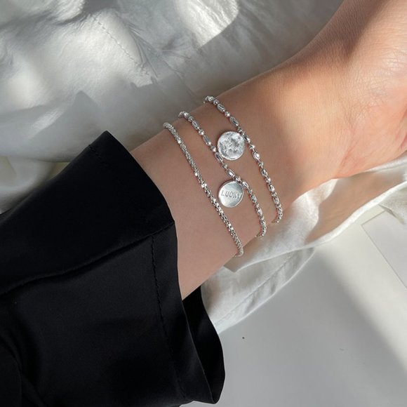 #NEW 925 Sterling Silver Shiny Lucky Coin Bracelet - Picture 2 of 6